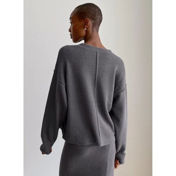 Aritzia WILFRED FREE Hush Knit Ivory Oversized V-Neck Cardigan Sweater, Size XS - Picture 7 of 16